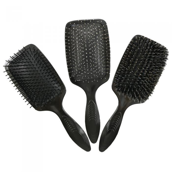 Black Paddle Cushion Hair Massage Hair brush Plastic Comb Nylon Barber brush