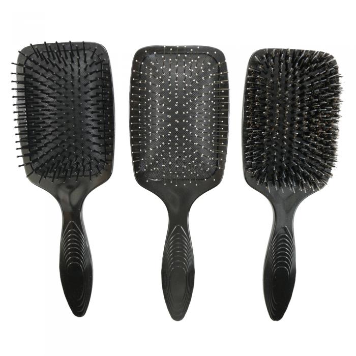 Black Paddle Cushion Hair Massage Hair brush Plastic Comb Nylon Barber brush