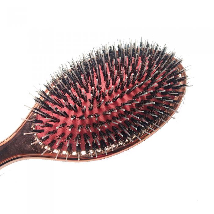 New hairtools cushion paddle brush boar bristle metalic rose gold hair brush