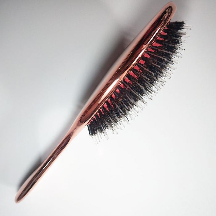 New hairtools cushion paddle brush boar bristle metalic rose gold hair brush