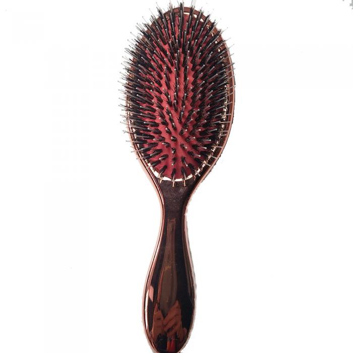 New hairtools cushion paddle brush boar bristle metalic rose gold hair brush