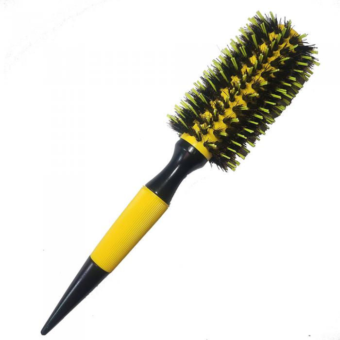 Wooden roller hairbrush rubber painting round hair brush boar bristle mix with nylon