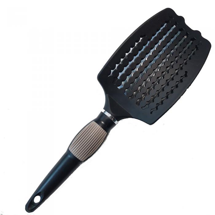 Custom LOGO professional decorative vent boar bristle hair brush with nylon bristle