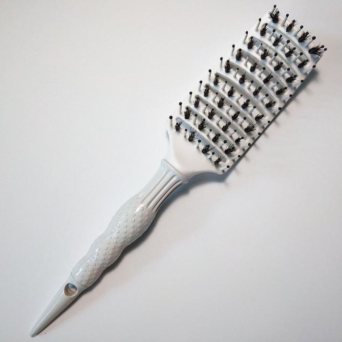 Cheap New design handle soft boar bristle and nylon pin white styling curling hair brushes