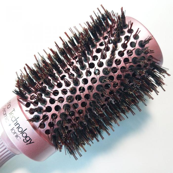 High Heat Resistant Aluminum Anti Rotation hole Roller Boar Bristle Hair Brush mix with nylon