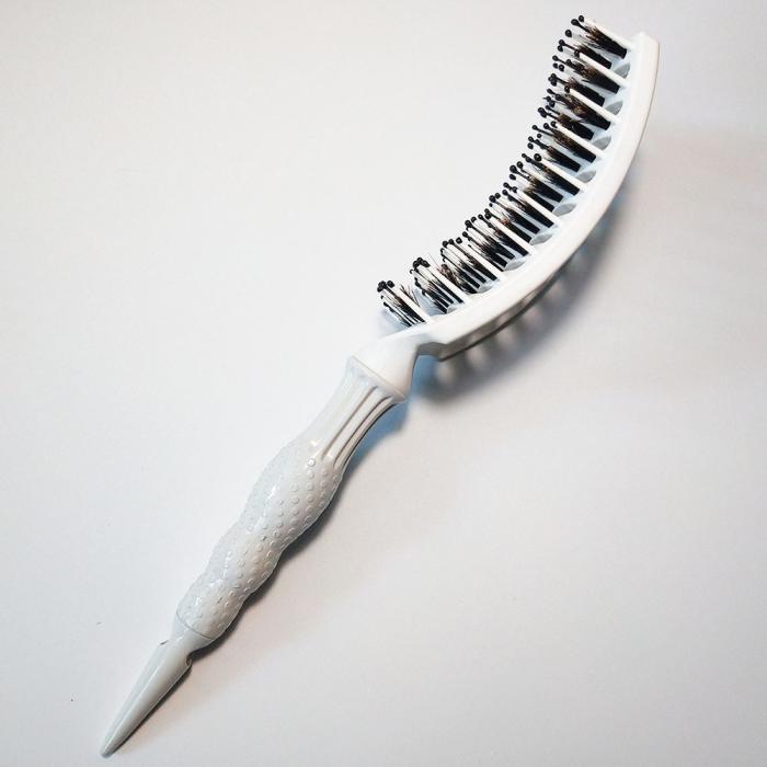 Cheap New design handle soft boar bristle and nylon pin white styling curling hair brushes