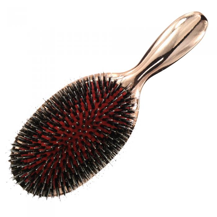 Hot Sale Hair tools paddle cushion boar bristle metallic gold hair brush for home or salon use