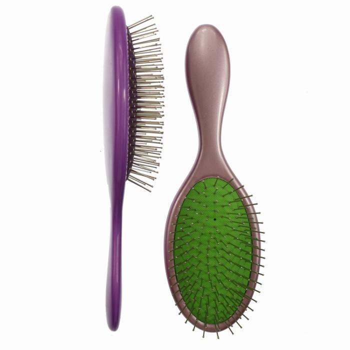Colorful bristle wet & dry detangling hair Brush soft cushion steel pin hair brush