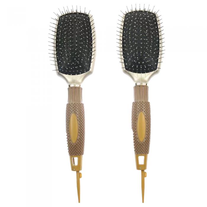 Hair salon steel pins air cushion rubber handle paddle hair brush with tail pin