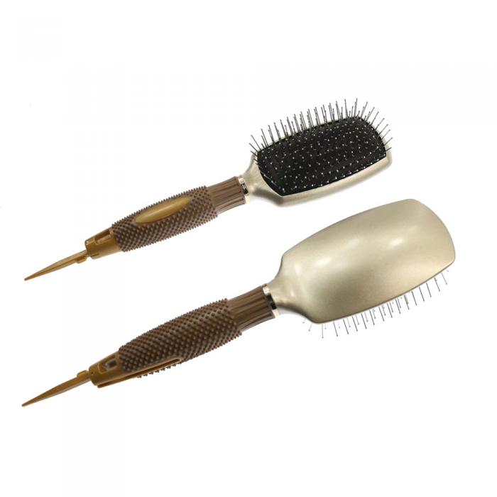Hair salon steel pins air cushion rubber handle paddle hair brush with tail pin