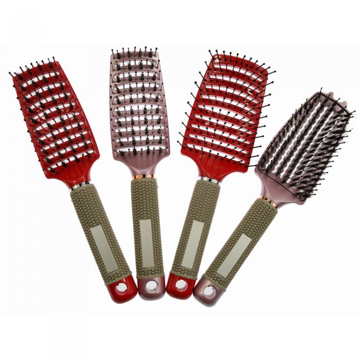 Factory Direct Curve Plastic Boar Bristle and Nylon Vent Hair Comb Brush