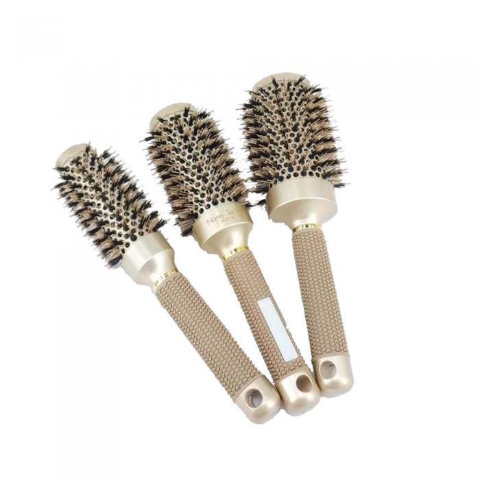 Professional Salon Gold Boar Bristle Hairdressing Tools Round Ceramic Hair Brush