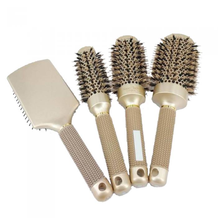 Professional Salon Gold Boar Bristle Hairdressing Tools Round Ceramic Hair Brush
