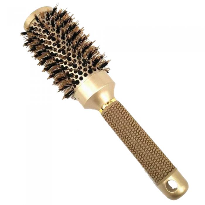 Professional Salon Gold Boar Bristle Hairdressing Tools Round Ceramic Hair Brush