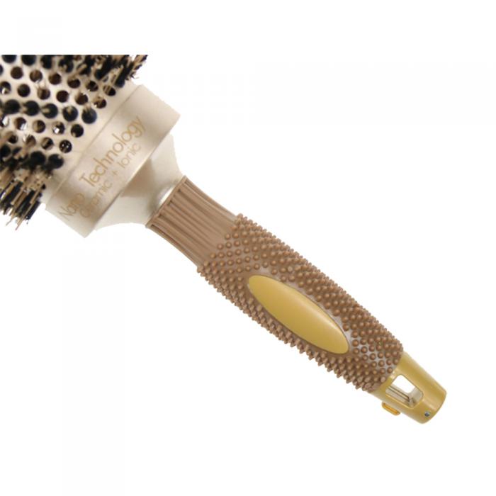 Fashionable hot sale rubber handle round creamic ionic anti-rotation hair brushes for curling