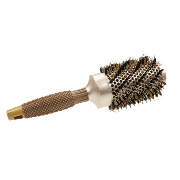 Fashionable hot sale rubber handle round creamic ionic anti-rotation hair brushes for curling