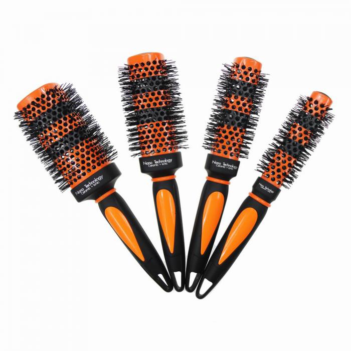 Heat Resistant Square Barrel  Ceramic Paint Double Line Change Color Hair Brush