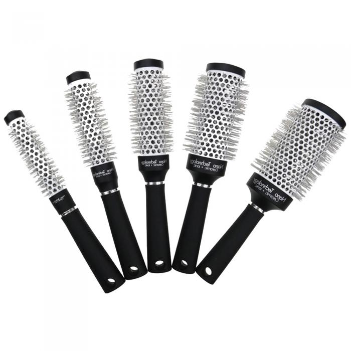 Professional salon hairstyling tools nylon bristle pin ceramic round ionic hair brush