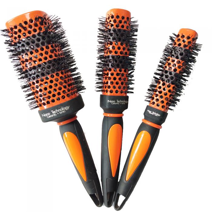Heat Resistant Square Barrel Ceramic Paint Double Line Change Color Hair Brush