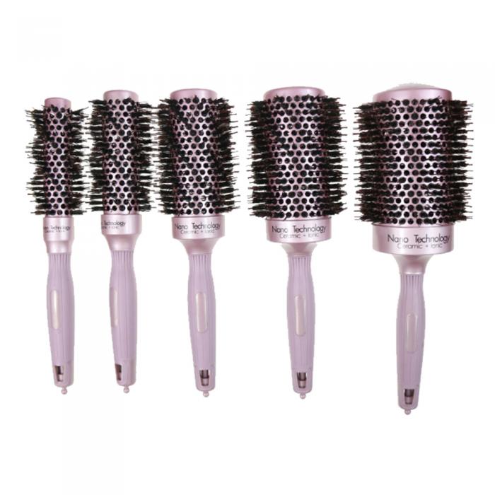 High Heat Resistant Aluminum Anti Rotation hole Roller Boar Bristle Hair Brush mix with nylon
