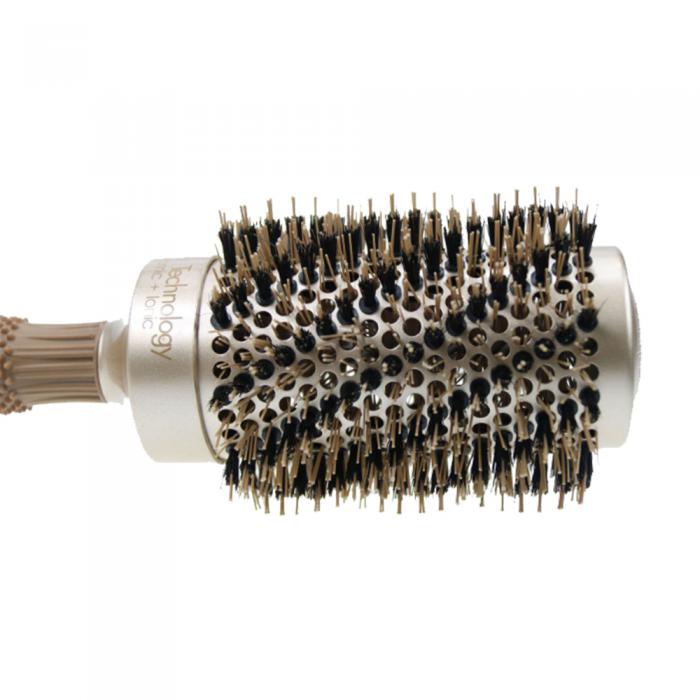 Fashionable hot sale rubber handle round creamic ionic anti-rotation hair brushes for curling