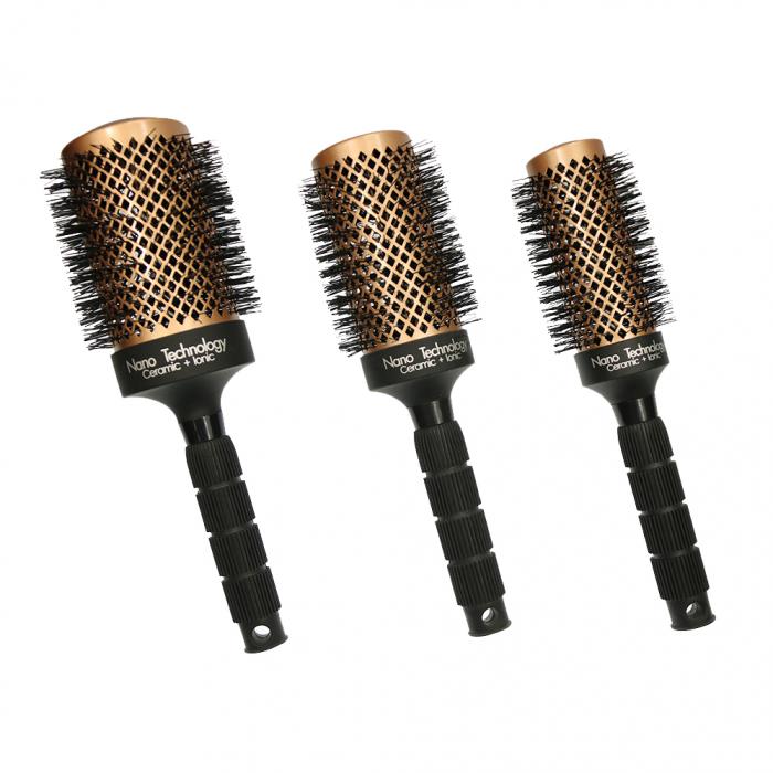 Round Ceramic Aluminum With Coating Barrel Nylon Bristle Hair Styling Brushes Wholesale Price