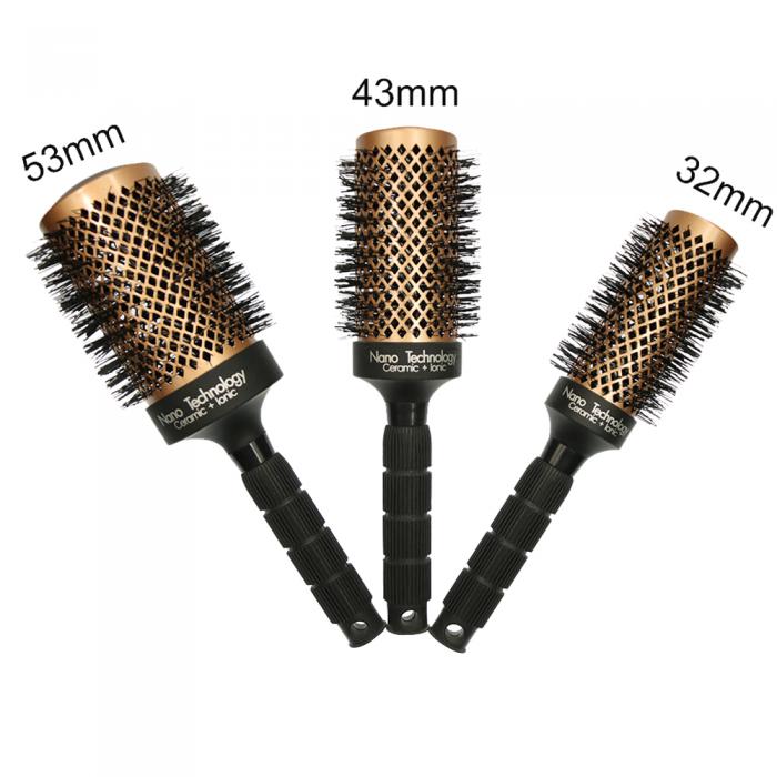 Round Ceramic Aluminum With Coating Barrel Nylon Bristle Hair Styling Brushes Wholesale Price