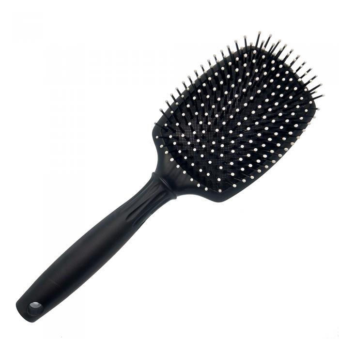 Professional salon supplies black nylon pins paddle and cushion massage hair brush