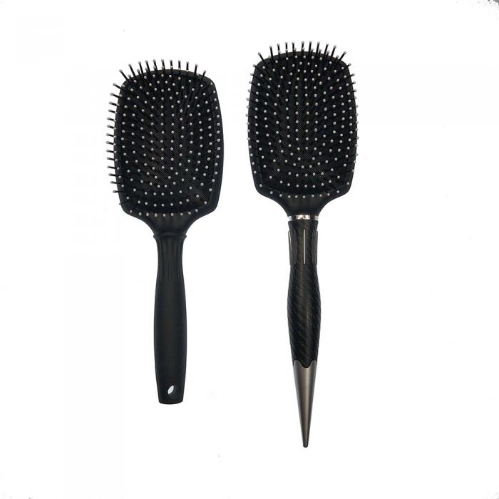 Customized salon square paddle and air cushion ionic nylon hair massage brush OEM