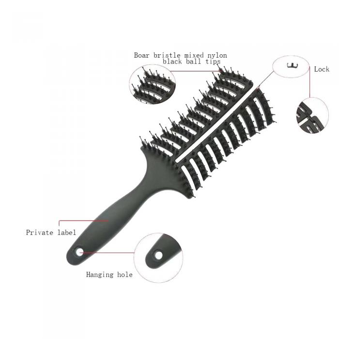 New Design Hair Tools Detangling Vent Brush Boar Black HairBrushes for sale