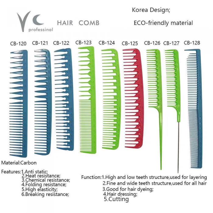 New Arrival Carbon  Hair Comb  Salon Supply Hair Cutting Comb With Steel Tail
