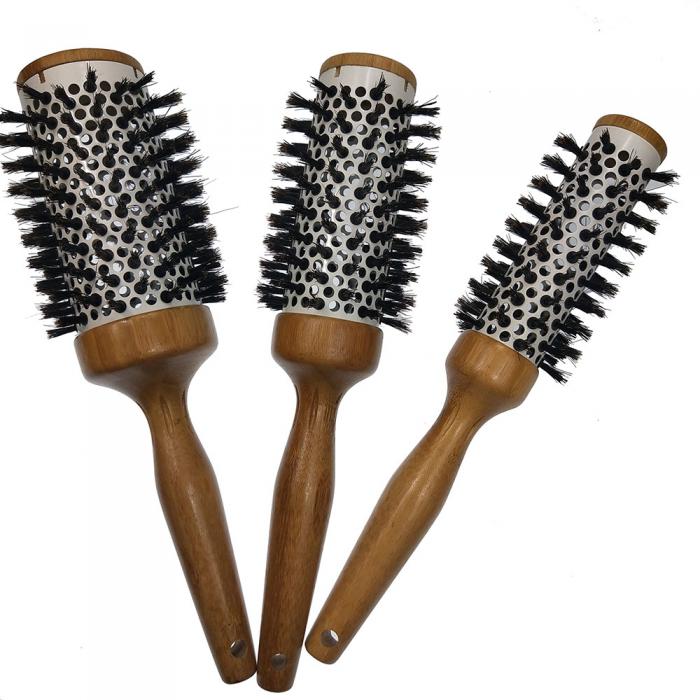 Professional Boar Bristle Wooden Handle Ceramic Round Hair Brushes