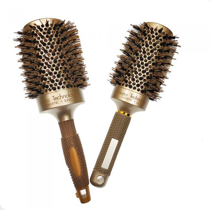 Nano Ionic Boar Bristle Hair Brush Dry Hair Round Brush 4 Sizes Professional Salon Styling Tools