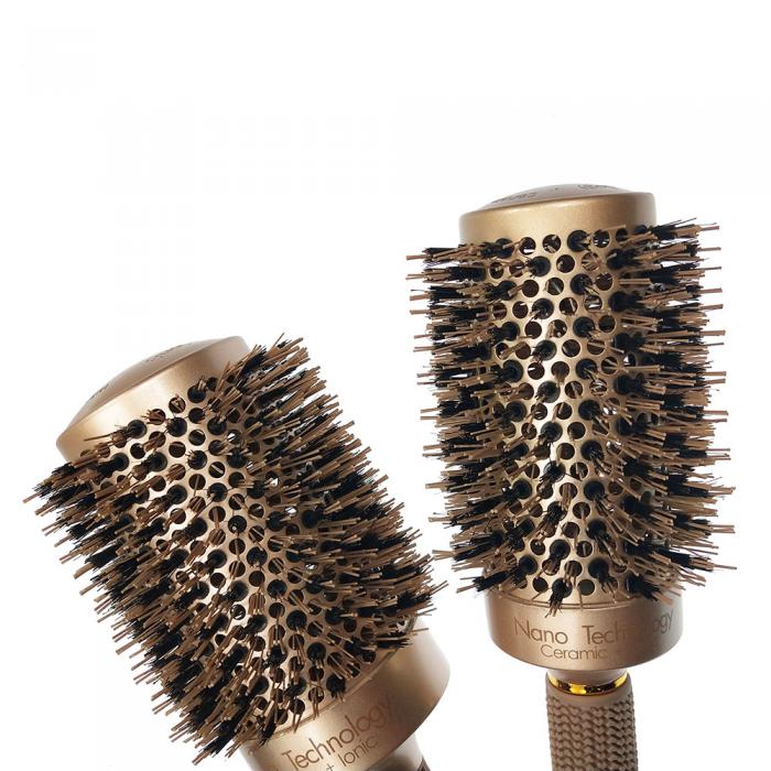 Nano Ionic Boar Bristle Hair Brush Dry Hair Round Brush 4 Sizes Professional Salon Styling Tools