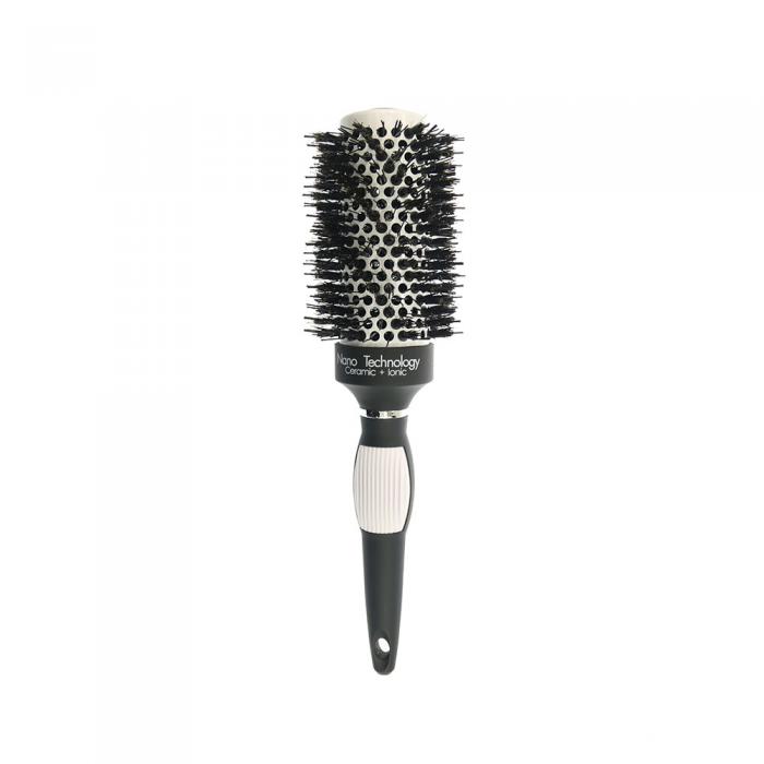 High temperature resistance white color rubber handle natural boar bristle ceramic round hair brush