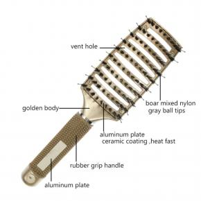 High Quality wholesale plastic bristle metallic gold hair brush vent hair brush fancy hair brush