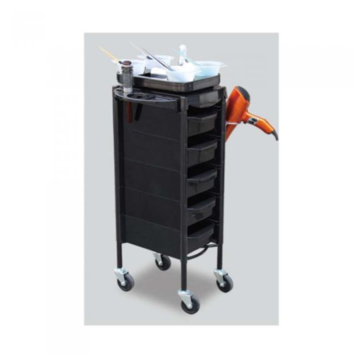 Hot Sale Barber Tools Black Rolling Trolleys Beauty Salon Hairdressing Trolleys With 5 Drawers
