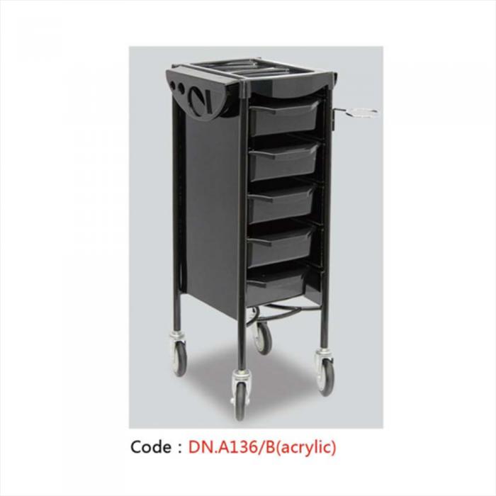 Hot Sale Barber Tools Black Rolling Trolleys Beauty Salon Hairdressing Trolleys With 5 Drawers