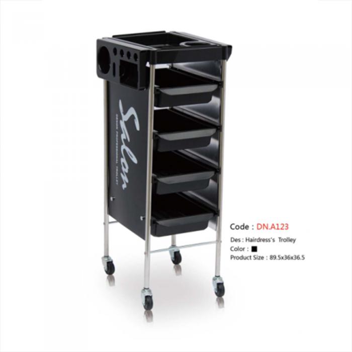 New Barber Salon Cart Black Rolling Trolley  Beauty Salon Hairdressing Salon Trolleys With Logo