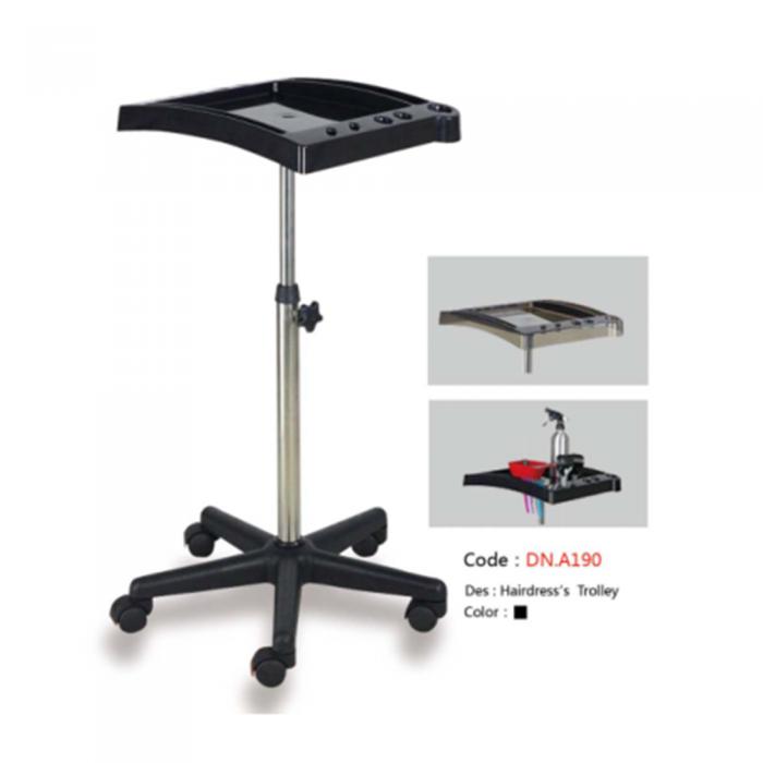 Cheap Portable Plastic Hair Salon Equipment Black Rolling Salon Trolley