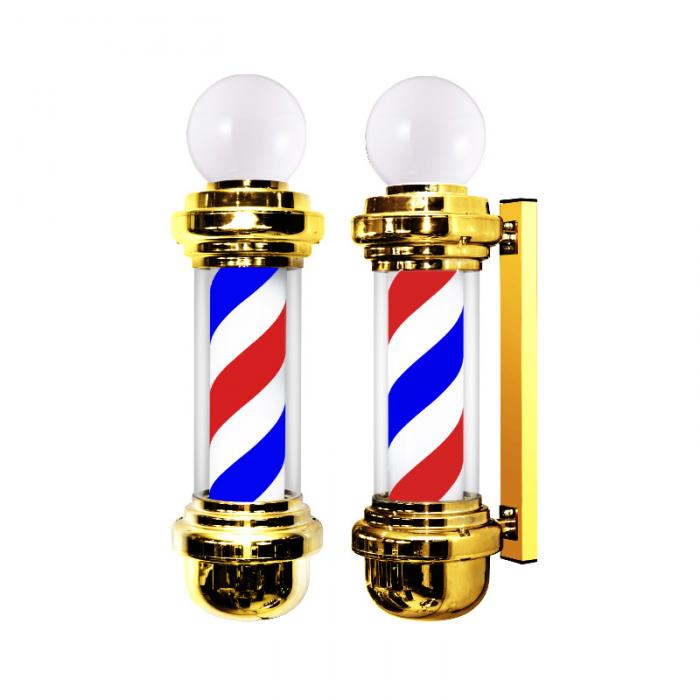 salon outdoor pole barber rotating led light with black strip