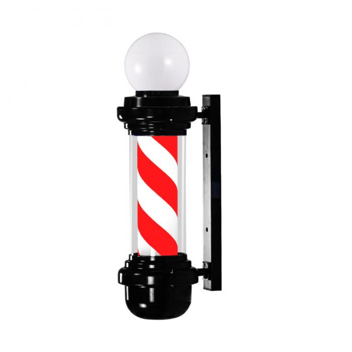 salon outdoor pole barber rotating led light with black strip