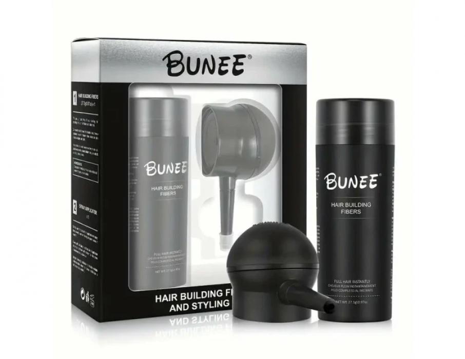 Bunee Hair Building Fibers 2 in 1 Kit Hair Thickening Fibers Spray